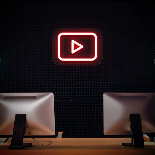 Youtube Play Button Neon Sign - Custom Ribbons Now