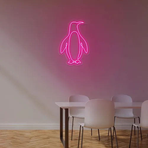 Cute Penguin Neon Sign - Custom Ribbons Now