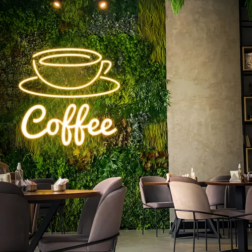 Brew & Glow Coffee Neon Sign - Custom Ribbons Now
