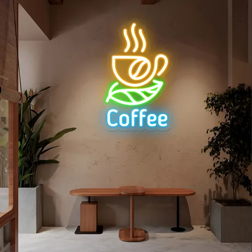 Café Glow Coffee Mug Neon Sign - Custom Ribbons Now
