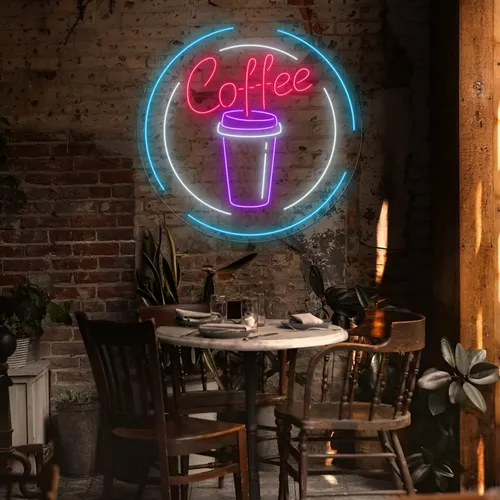 Custom Coffee Cup Neon Sign - Custom Ribbons Now