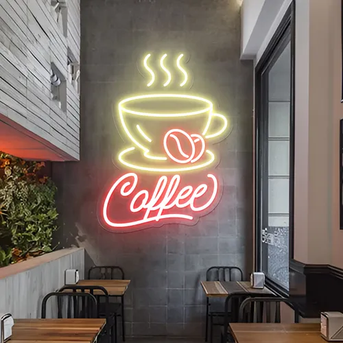 Classy Gleam Coffee Neon Sign - Custom Ribbons Now