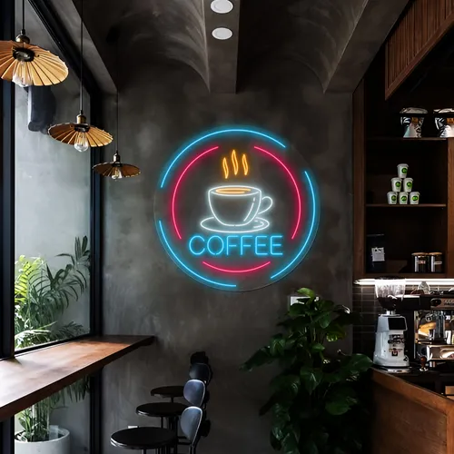 Steaming Cup Coffee Neon Sign - Custom Ribbons Now