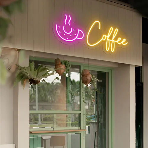 Donut Coffee Neon Sign - Custom Ribbons Now