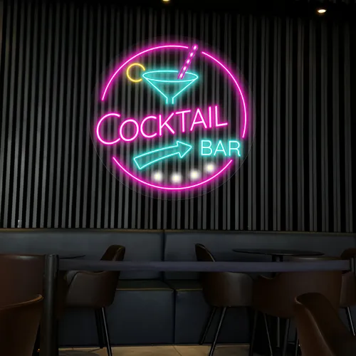 Radiant Cocktail Bar Neon Sign - Custom Ribbons Now