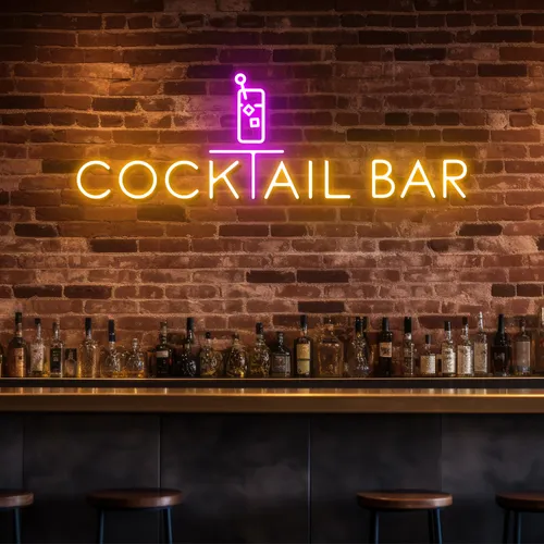 Bold Cocktail Bar Neon Sign - Custom Ribbons Now