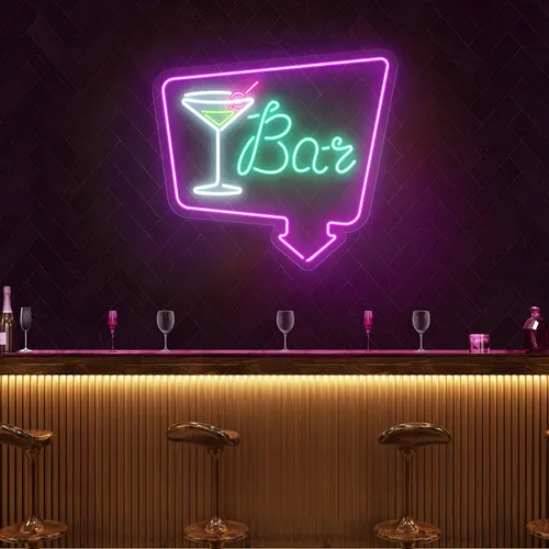 Chic Martini Bar Neon Sign - Custom Ribbons Now
