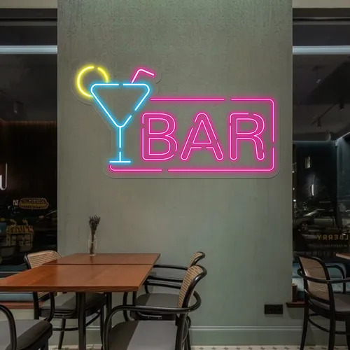 Vibrant Martini Neon Bar Sign - Custom Ribbons Now