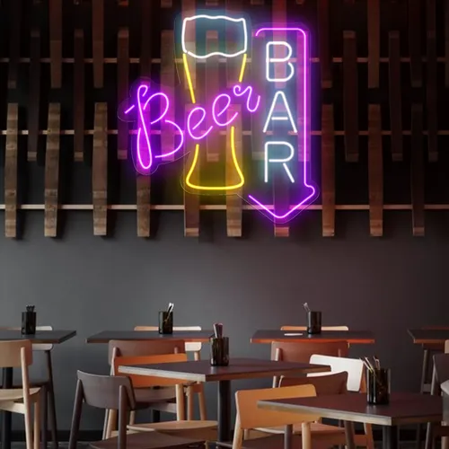 Lively Beer Glass Bar Neon Sign - Custom Ribbons Now