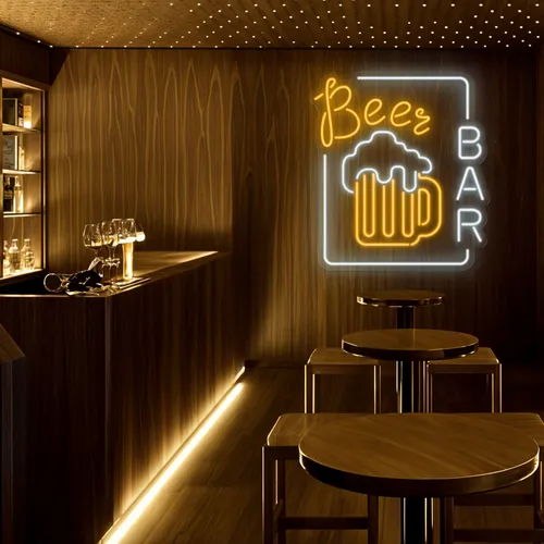 Amber Beer Mug Bar Sign - Custom Ribbons Now
