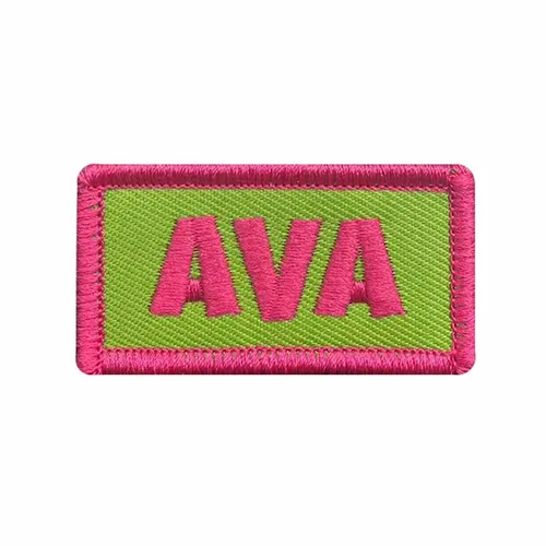 Pink and Green Ava Name Patch - Custom Ribbons Now
