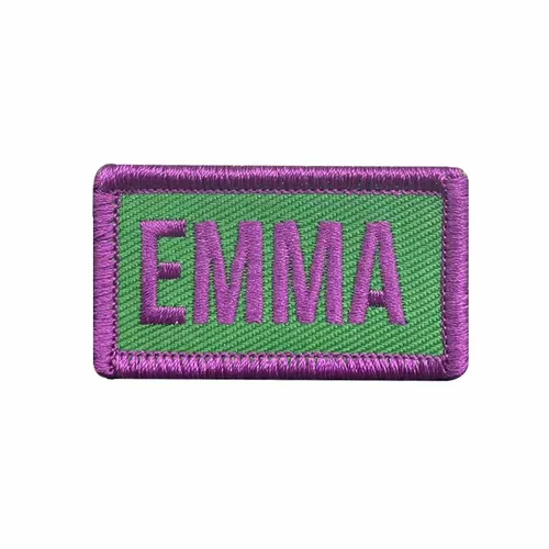 Purple and Green Emma Name Patch - Custom Ribbons Now