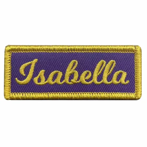 Yellow and Purple Isabella Name Patch - Custom Ribbons Now