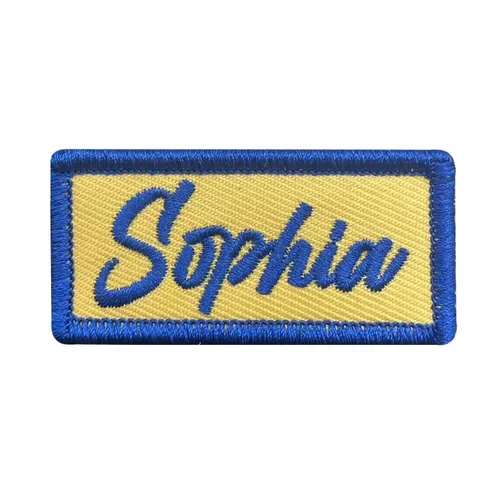 Blue and Cream Sophia Name Patch - Custom Ribbons Now