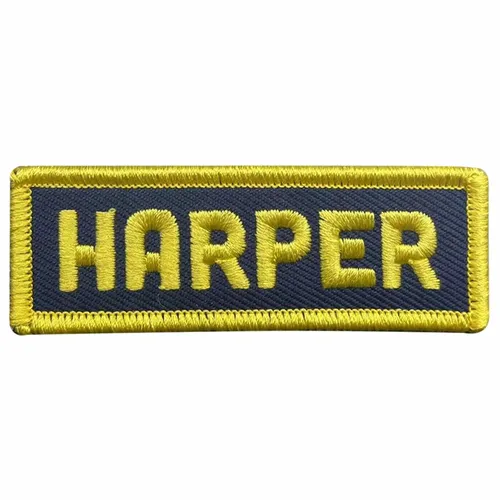 Yellow and Navy Harper Name Patch - Custom Ribbons Now