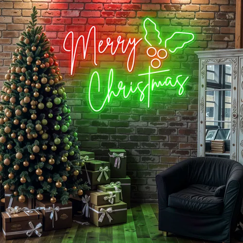 The Merry Christmas Neon Sign - Custom Ribbons Now