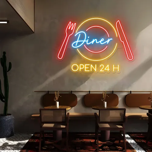 Neon Diner Sign - Custom Ribbons Now
