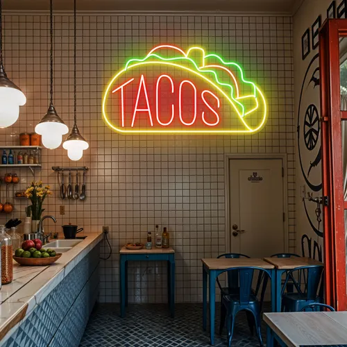 Neon Taco Sign - Custom Ribbons Now