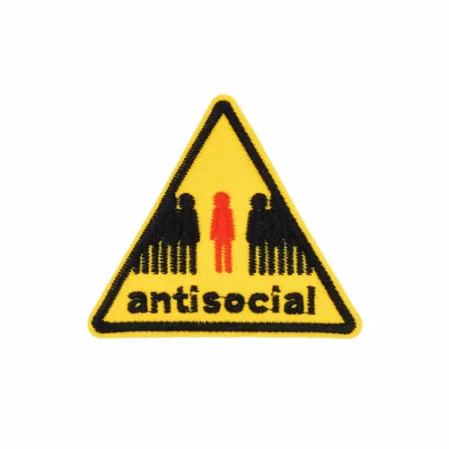 Yellow and Black Antisocial Patch - Custom Ribbons Now