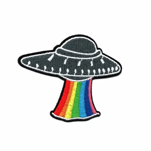 Rainbow and Black UFO Patch - Custom Ribbons Now