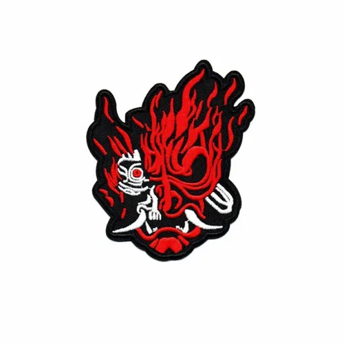 Red and White Oni Patch - Custom Ribbons Now