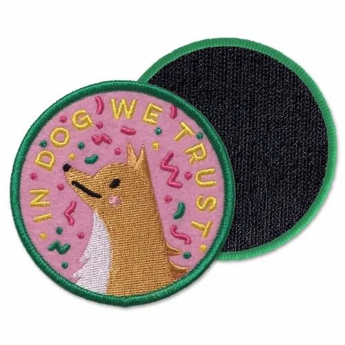 Round In Dog We Trust Velcro Patch - Custom Ribbons Now