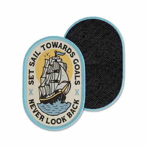 Oval Set Sail Never Look Back Velcro Patch - Custom Ribbons Now