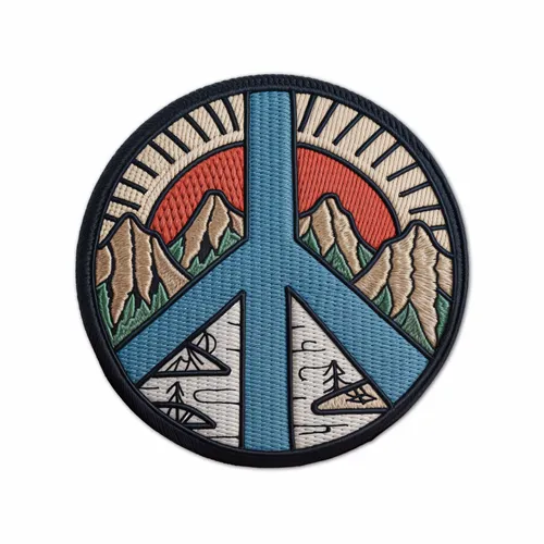 Round Natural Peace Iron On Patch - Custom Ribbons Now