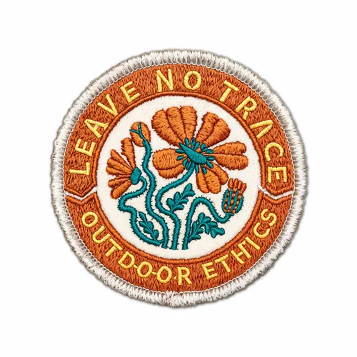 Round Leave No Trace Iron On Patch - Custom Ribbons Now