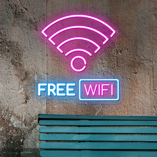 Free WIFI Zone Neon Sign - Custom Ribbons Now