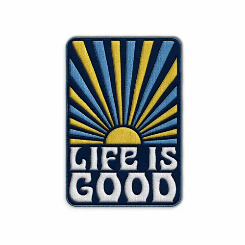 Rectangle Life is Good Iron On Patch - Custom Ribbons Now