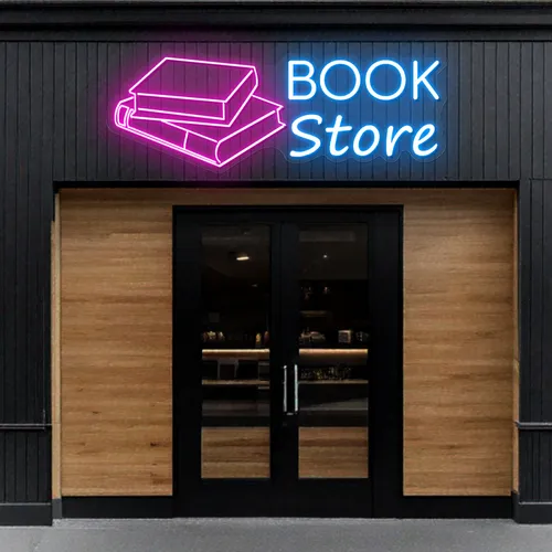 Glowing Book Store Neon Sign - Custom Ribbons Now