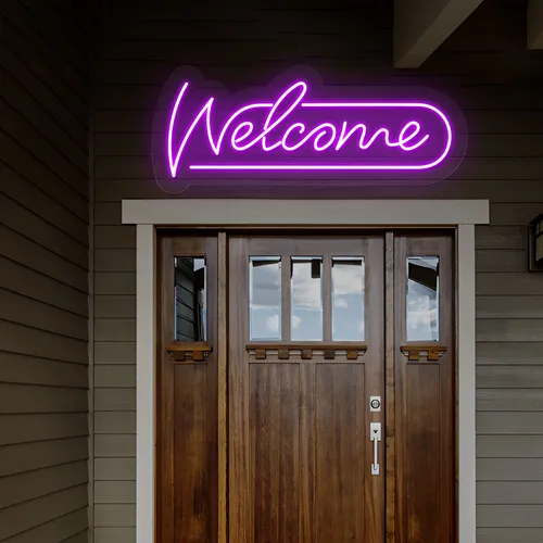 Stylish Welcome Neon Sign - Custom Ribbons Now