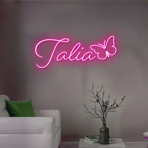 Talia Butterfly Neon Sign - Custom Ribbons Now