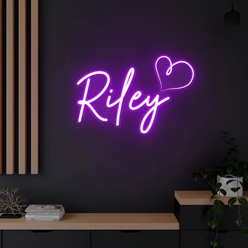 Riley Heart Neon Sign - Custom Ribbons Now