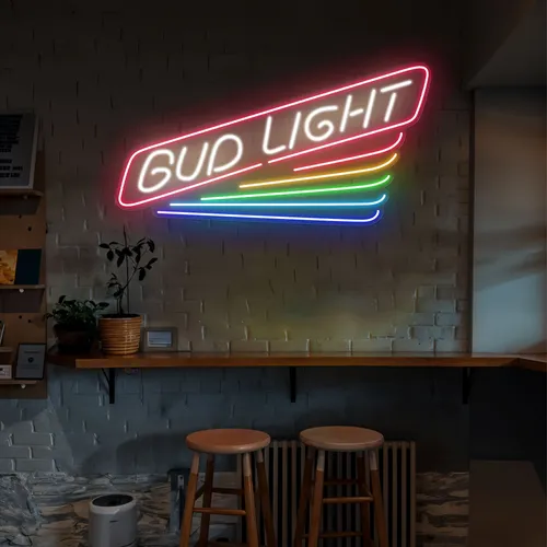 Rainbow Bud Light Neon Sign - Custom Ribbons Now