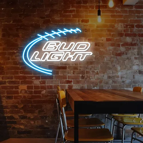 Football Bud Light Neon Sign - Custom Ribbons Now