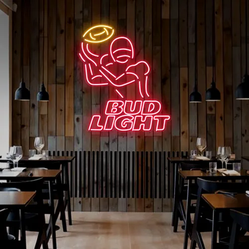 Team Football Bud Light Neon Sign - Custom Ribbons Now