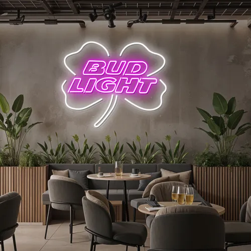 Lucky Clover Bud Light Neon Sign - Custom Ribbons Now