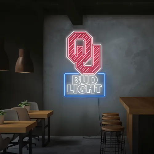OU Bud Light Neon Sign - Custom Ribbons Now