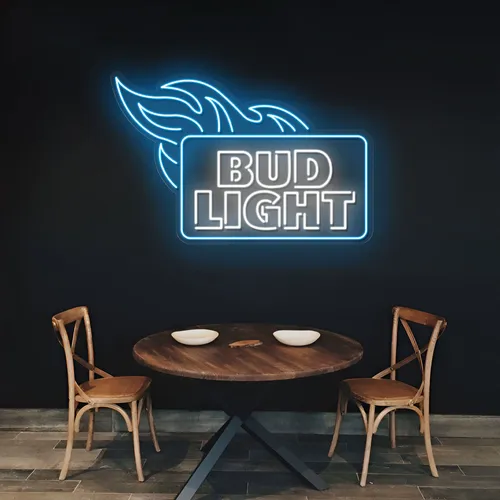 Fiery Bud Light Neon Sign - Custom Ribbons Now