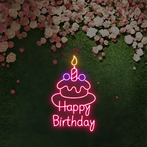 Happy Birthday Wishes Neon Sign - Custom Ribbons Now