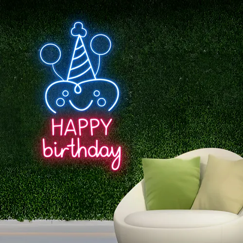 Celebrate Happy Birthday Neon Sign - Custom Ribbons Now