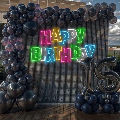 Colorful Happy Birthday Neon Sign - Custom Ribbons Now