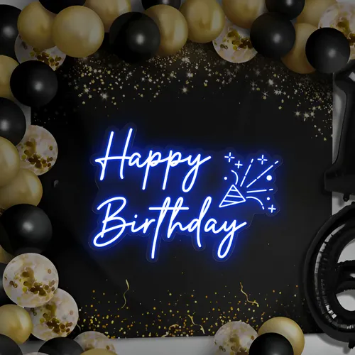 Happy Birthday Cheers Neon Sign - Custom Ribbons Now