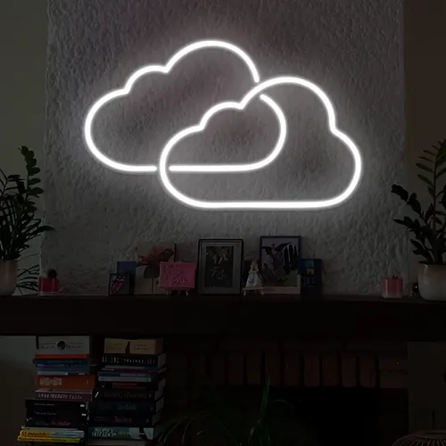 Twin Cloud Neon Signs - Custom Ribbons Now