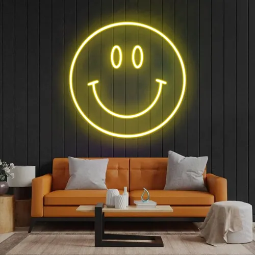 Yellow Neon Smile Sign - Custom Ribbons Now