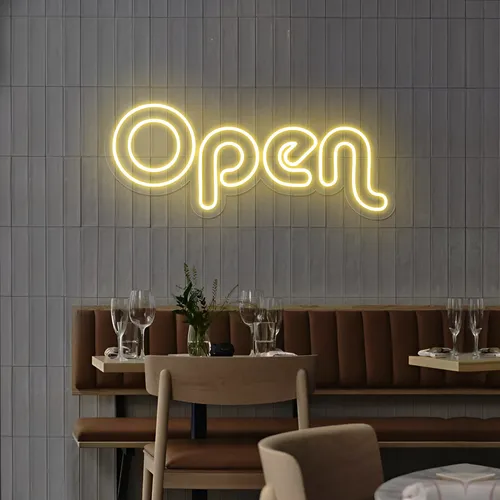 Bright Open Neon Sign - Custom Ribbons Now