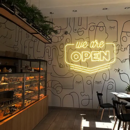 Vibrant Open Neon Sign - Custom Ribbons Now