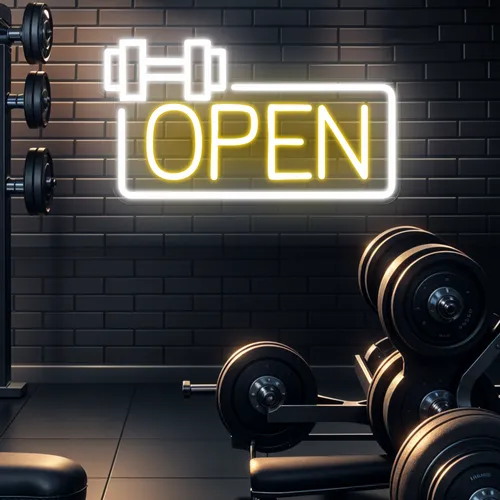 Bold Open Neon Sign - Custom Ribbons Now